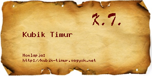 Kubik Timur névjegykártya